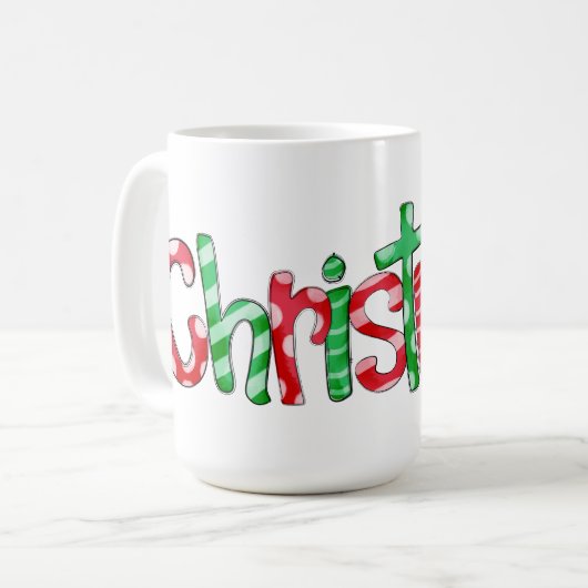 Kersttypografie Rode groene feestkoffie-Mok Koffiemok (Voorkant links)