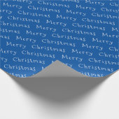 Kersttypografie White op Blue Wrapping Paper Cadeaupapier (Hoek)
