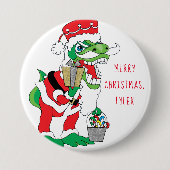 kersttySantaSaurus Ronde Button 7,6 Cm (Voorkant)