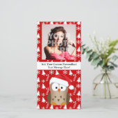 Kerstuil met Kerstmannenhoed Feestdagenkaart (Staand voorkant)