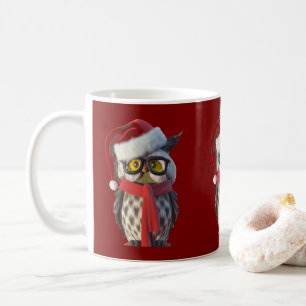Kerstuil met Sinterklaaskostuum en rode sjaal Koffiemok