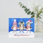 kerstuil waterverf kunst feestdagenkaart (Staand voorkant)