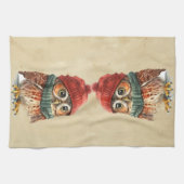 Kerstuil Winter Waterverf Fun Animal Theedoek (Horizontaal)