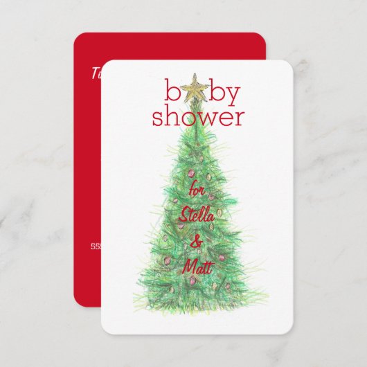 Kerstuitnodiging Baby shower - Meisje of Jongen Kaart (Voorkant / Achterkant)