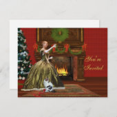 Kerstuitnodiging,  feestdag thuis kaart (Voorkant / Achterkant)