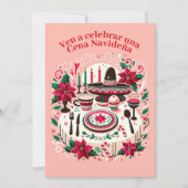 Kerstuitnodiging Kerstavondiner Spaans Kaart (Voorkant)