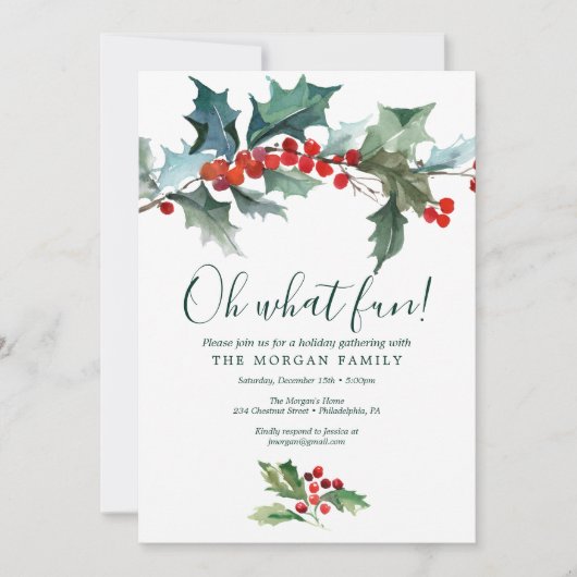 Kerstuitnodiging voor feestdagen kaart (Voorkant)