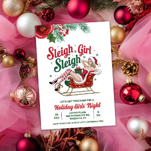 Kerstuitnodiging voor Meiden Sleigh Holiday Kaart
