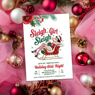 Kerstuitnodiging voor Meiden Sleigh Holiday Kaart