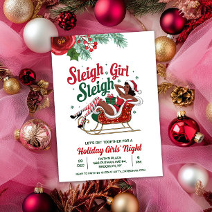 Kerstuitnodiging voor Meiden Sleigh Holiday Kaart