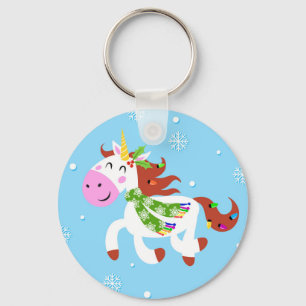 KerstUnicorn-Cartoon Sleutelhanger