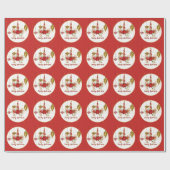 KerstUnicorn Face, speciaal rood goud Cadeaupapier (Vlak)