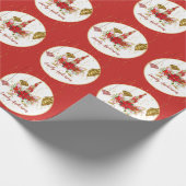 KerstUnicorn Face, speciaal rood goud Cadeaupapier (Hoek)