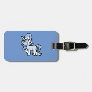 Kerstunicorn Snow Frosted Blue Bagagelabel