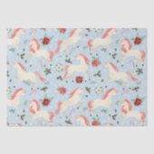 KerstUnicorns Cute Modern Girly Floral Tissuepapier (Voorkant)