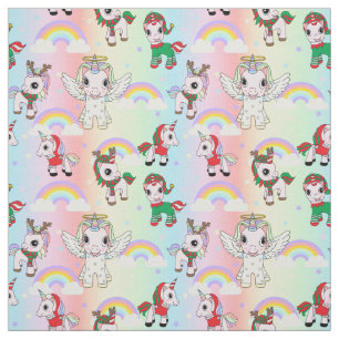 KerstUnicorns en Rainbows Cute Kinder Pattern Stof