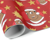 Kerstvader/jonge man cartoon cadeaupapier (Rol Hoek)