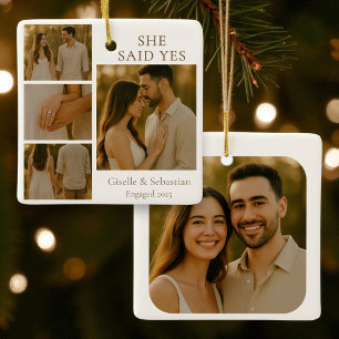 Kerstvakantie 4 Foto Verloving Collage Keramisch Ornament