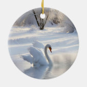 Kerstvakantie Aangepaste datum Naam Swan Keramisch Ornament (Achterkant)