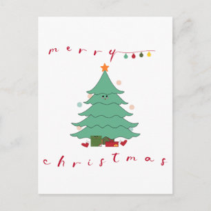 Kerstvakantie ansichtkaart Kawaii Kerstboom Feestdagenkaart