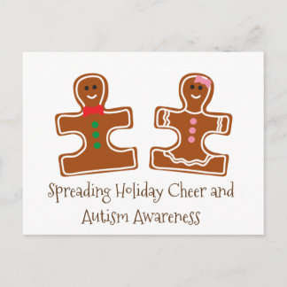 Kerstvakantie Autisme Bewustzijn Puzzel Cookies Feestdagenkaart