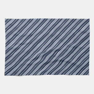 Kerstvakantie blauw en zilver folie kerststrepen theedoek