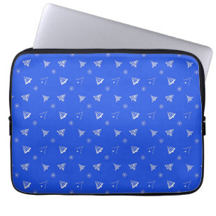 kerstvakantie blauw patroon laptop sleeve