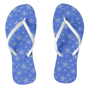 kerstvakantie blauw patroon teenslippers