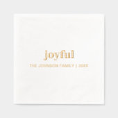 Kerstvakantie blij modern goud folie servetten (Voorkant)