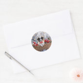 Kerstvakantie Border Collie Puppy Ronde Sticker (Envelop)