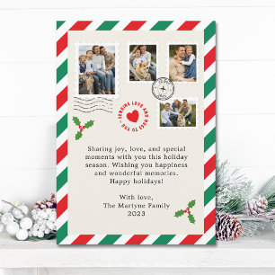Kerstvakantie brief familie foto collage feestdagenkaart