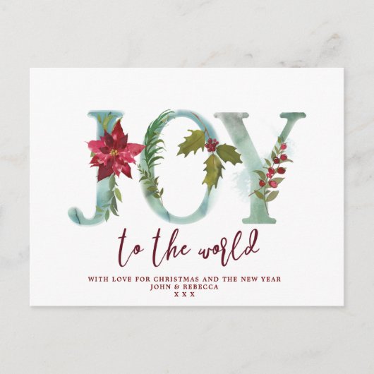 Kerstvakantie briefkaart Joy to the World (Voorkant)