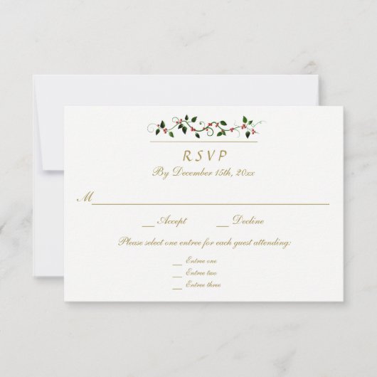 Kerstvakantie bruiloft 3 Entree RSVP reactie Kaartje (Voorkant)