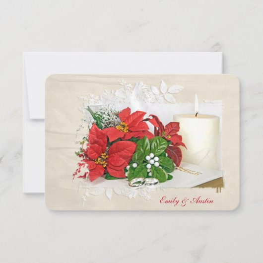 Kerstvakantie bruiloft RSVP Kaart (Voorkant)