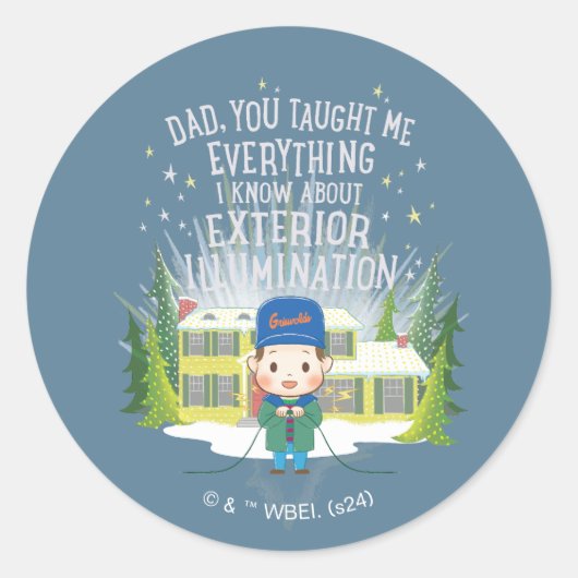 Kerstvakantie Buitenverlichting Ronde Sticker (Voorkant)