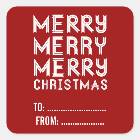 KERSTVAKANTIE CADEAULABELS ROOD VIERKANTE STICKER (Voorkant)