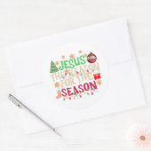Kerstvakantie Christelijk Ronde Sticker (Envelop)