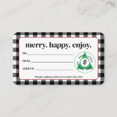 Kerstvakantie Custom Logo Cadeaubon Visitekaartje (Achterkant)