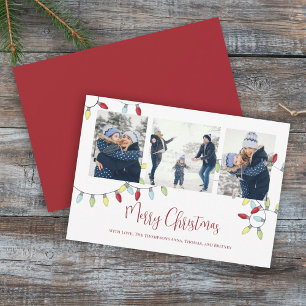 Kerstvakantie Cute String Lichtjes 3 Foto Feestdagenkaart