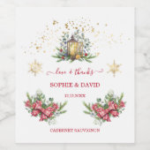 Kerstvakantie Dennenkegels Kerstballen Bruiloft  Wijn Etiket (Enkel label)