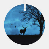 Kerstvakantie Elk & Moon Glas Ornament (Achterkant)