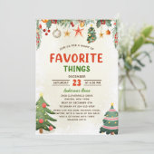 Kerstvakantie Favoriete Dingen Uitnodiging (Staand voorkant)