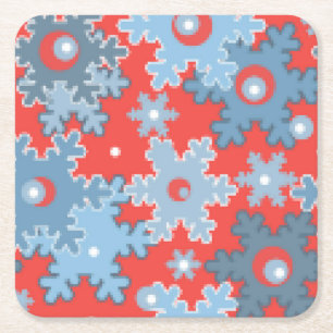 Kerstvakantie feestelijke wintersneeuwvlokken held vierkante kartonnen onderzetter