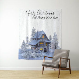 Kerstvakantie Foto Achtergrond Feest Tapijt Wandkleed