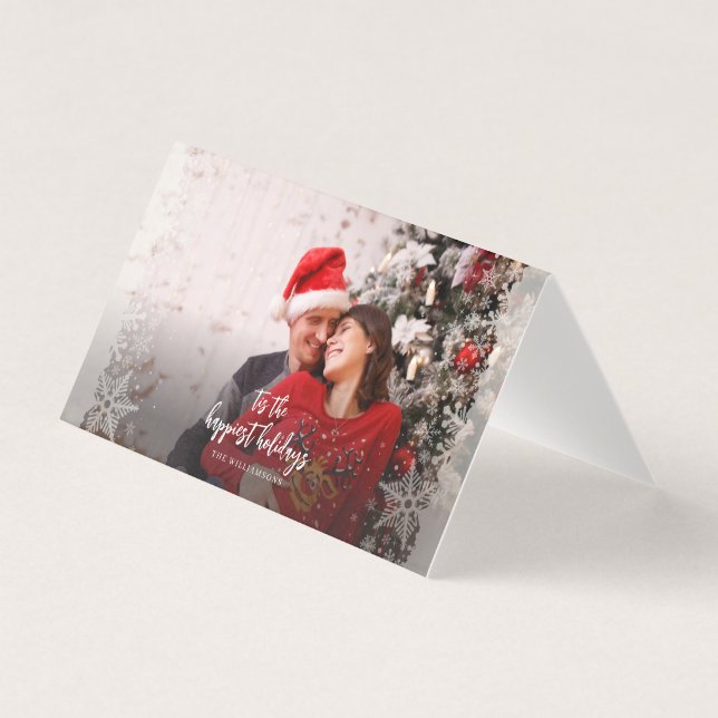 Kerstvakantie Foto Zwangerschapsaankondiging Kaart (Voorkant)