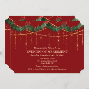 Kerstvakantie Garland Glitter uitnodiging