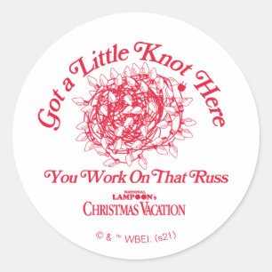 kerstvakantie Geef hier een kleine knoop Ronde Sticker