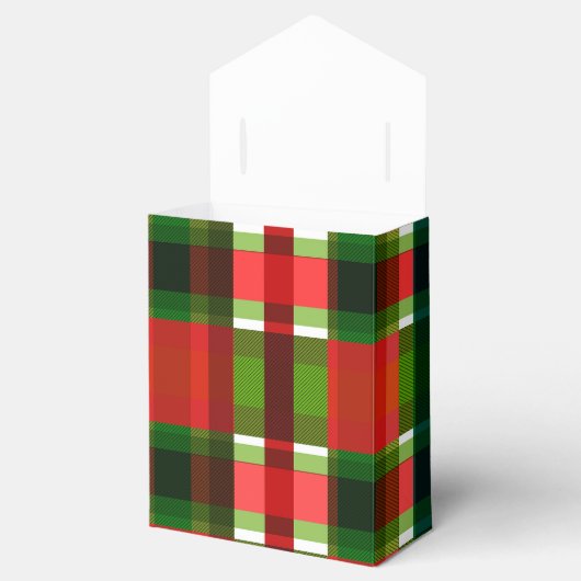 Kerstvakantie geruite vierkanten Buffalo Plaid Bedankdoosjes (Geopend)