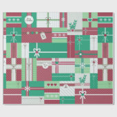 Kerstvakantie geschenken mozaïek cadeaupapier (Vlak)