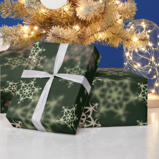 Kerstvakantie groene sneeuwvlokken Kerstmis Cadeaupapier